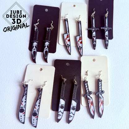 Horror Knife Earrings | 3D Printed Horror Film Earrings with Silver Hook