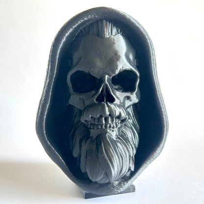 Hooded Bearded Skull | 3D Printed Home Decor - Large