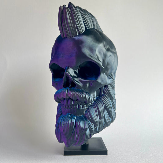 Mohawk Bearded Skull | 3D Printed Home Decor - Small