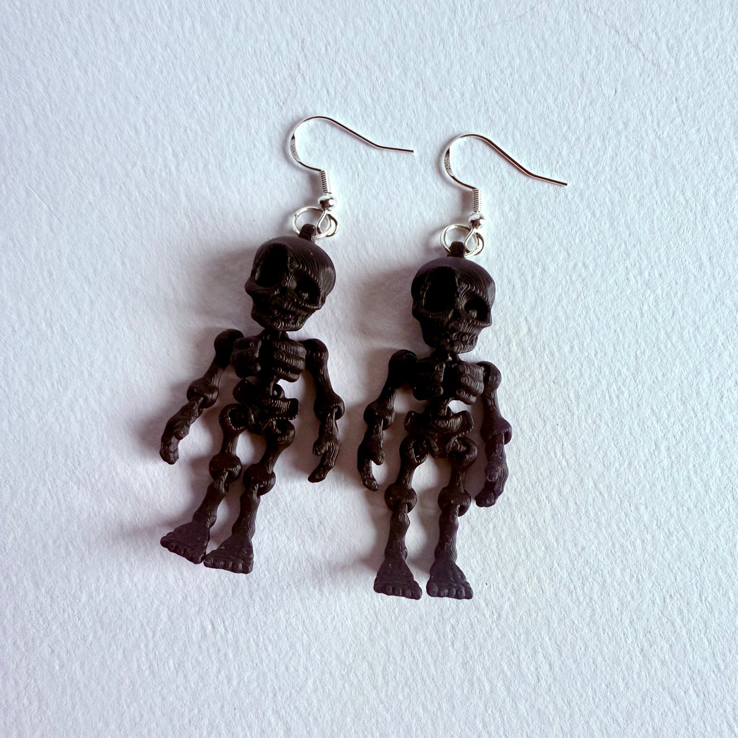 Skeleton Earrings | 3D Printed Articulating Skeleton Earrings with Silver Hook