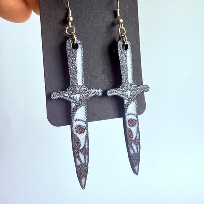 Horror Knife Earrings | 3D Printed Horror Film Earrings with Silver Hook