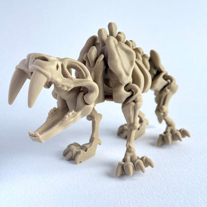 Skeleton Saber Tooth Tiger (Smilodon) | 3D Printed Articulated Dinosaur Figure