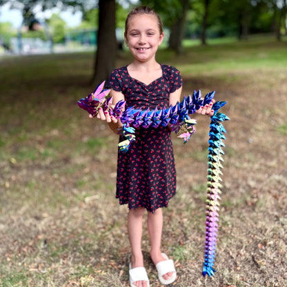 Mega 5ft Crystal Dragon | 3D Printed Articulated Display & Fidget