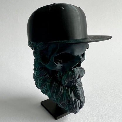 Baseball Cap Bearded Skull | 3D Printed Home Decor - Large