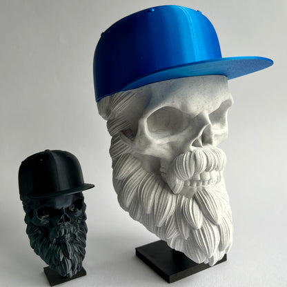 Baseball Cap Bearded Skull | 3D Printed Home Decor - Large