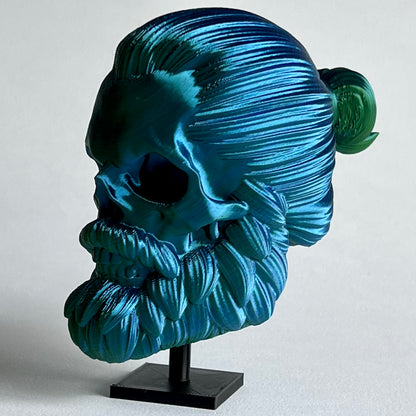 Man Bun Bearded Skull | 3D Printed Home Decor - Large