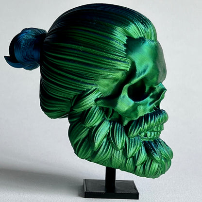 Man Bun Bearded Skull | 3D Printed Home Decor - Large