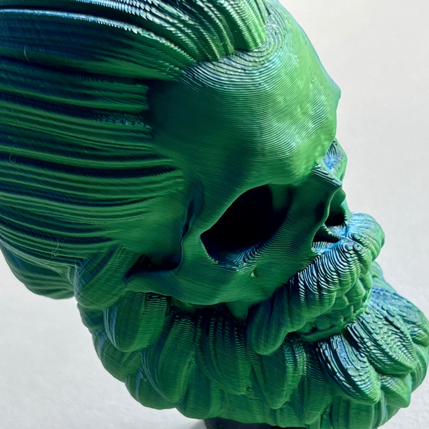 Man Bun Bearded Skull | 3D Printed Home Decor - Large