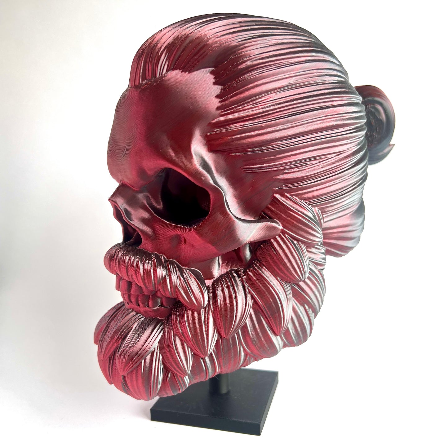 Man Bun Bearded Skull | 3D Printed Home Decor - Small