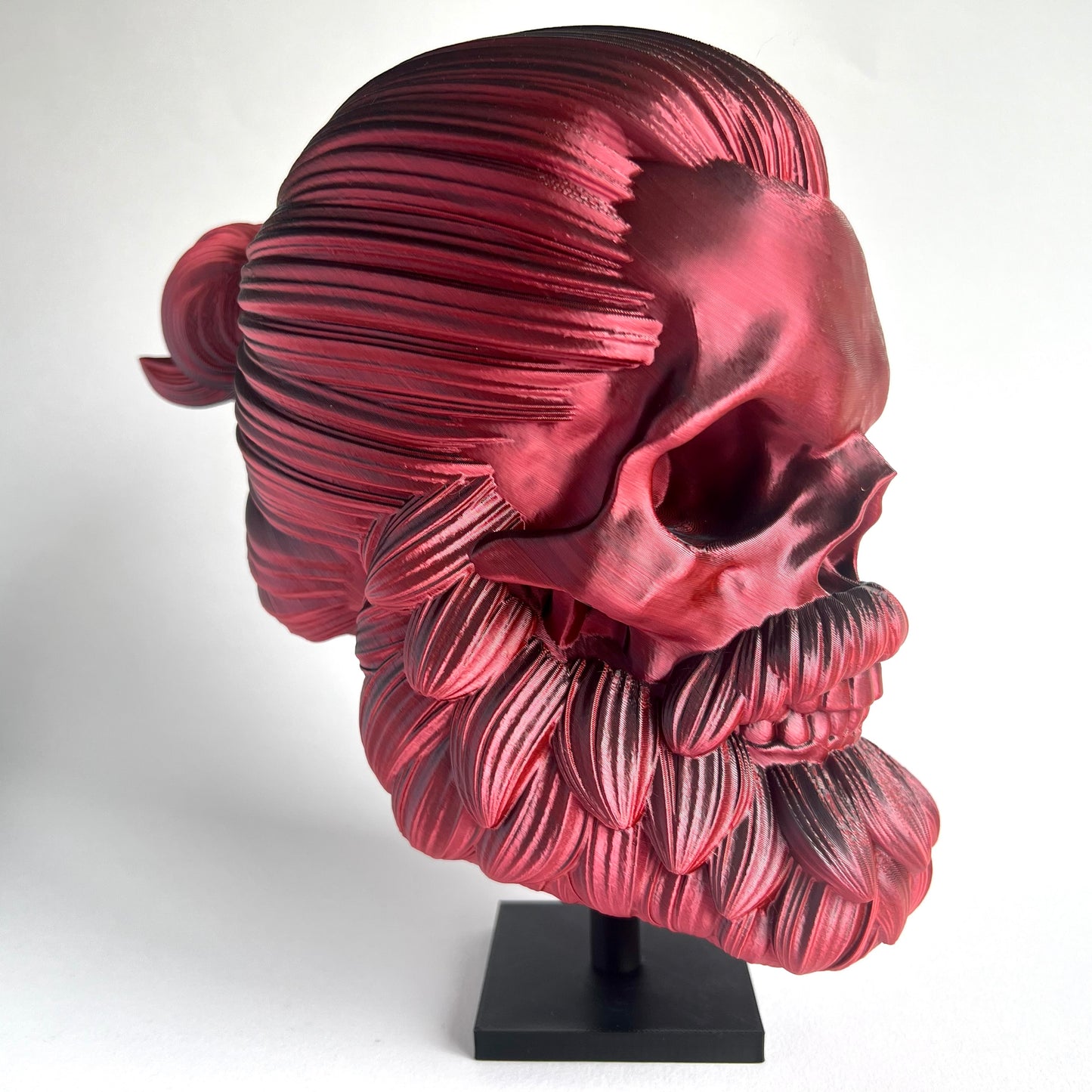 Man Bun Bearded Skull | 3D Printed Home Decor - Small