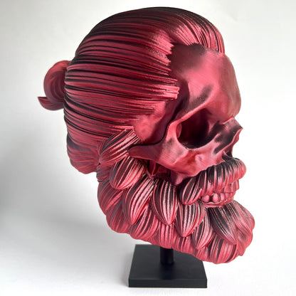 Man Bun Bearded Skull | 3D Printed Home Decor - Large