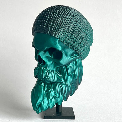 Beanie Hat Bearded Skull | 3D Printed Home Decor - Small