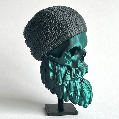 Beanie Hat Bearded Skull | 3D Printed Home Decor - Small