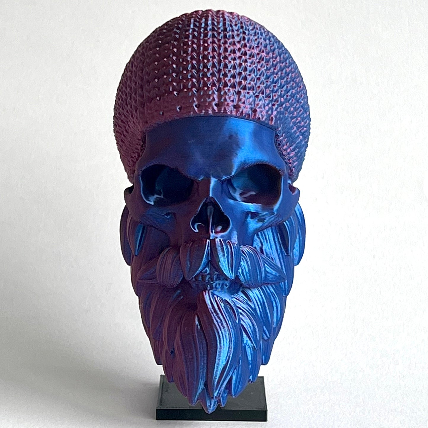 Beanie Hat Bearded Skull | 3D Printed Home Decor - Large