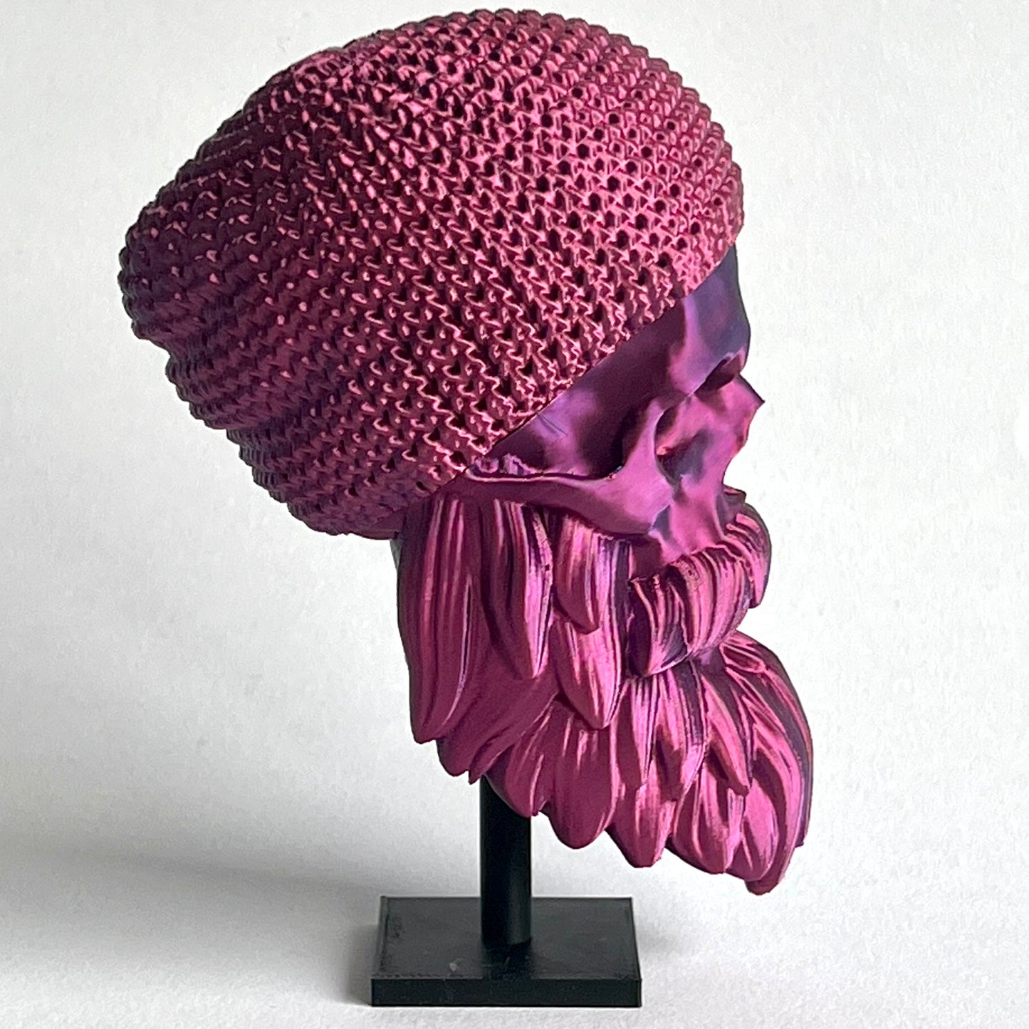 Beanie Hat Bearded Skull | 3D Printed Home Decor - Small