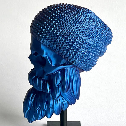 Beanie Hat Bearded Skull | 3D Printed Home Decor - Small