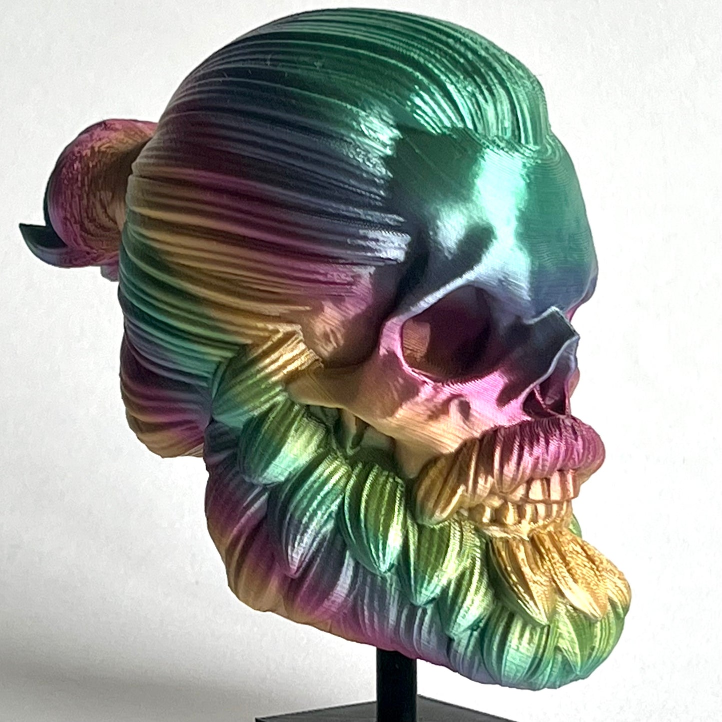 Man Bun Bearded Skull | 3D Printed Home Decor - Small