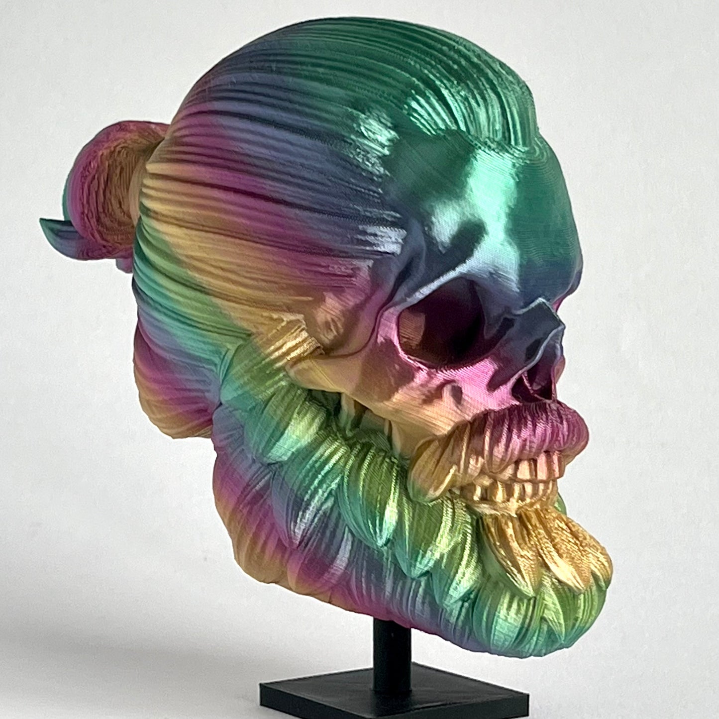 Man Bun Bearded Skull | 3D Printed Home Decor - Small