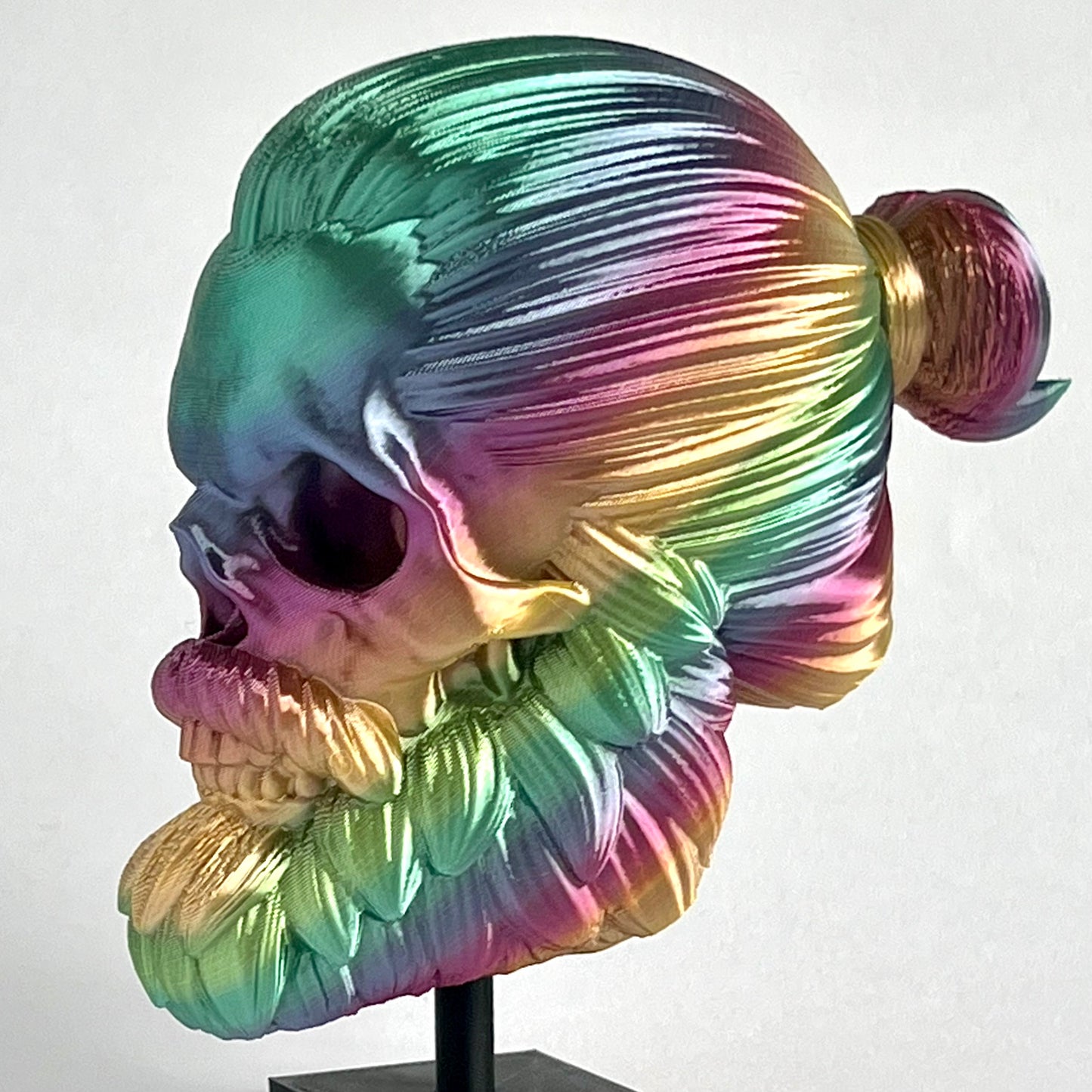 Man Bun Bearded Skull | 3D Printed Home Decor - Small