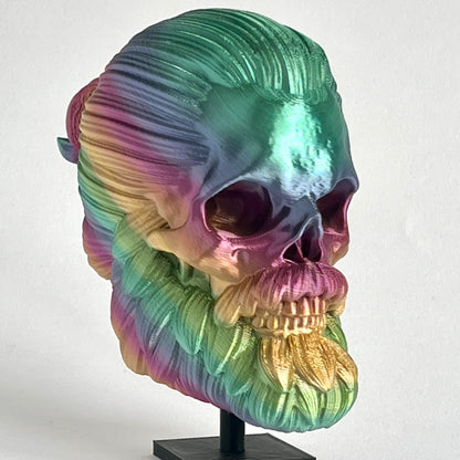 Man Bun Bearded Skull | 3D Printed Home Decor - Small