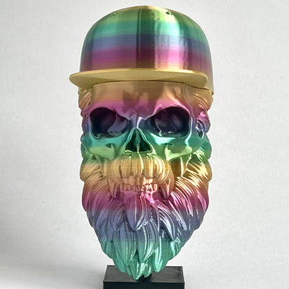 Baseball Cap Bearded Skull | 3D Printed Home Decor - Large