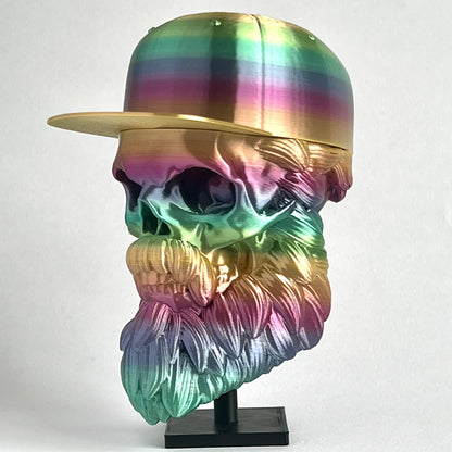 Baseball Cap Bearded Skull | 3D Printed Home Decor - Large