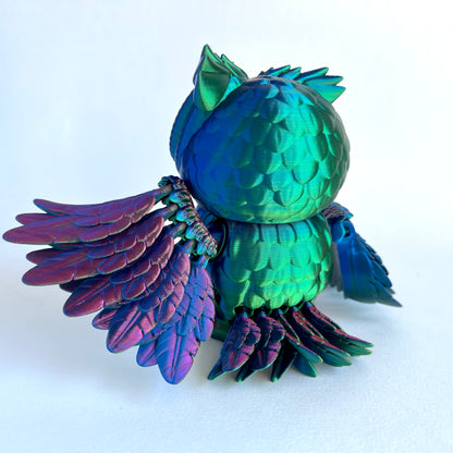 3D Printed Owl | Articulating Owl with Feathered Wings