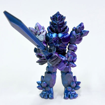 Crystal Warrior | 3D Printed Articulated Standing Figure with Sword