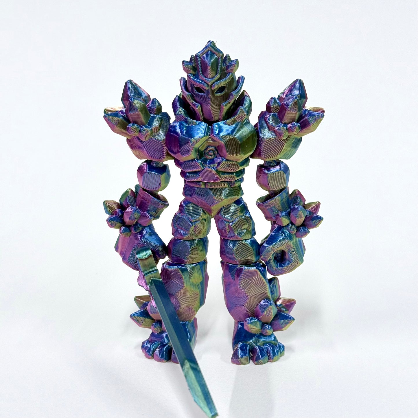 Crystal Warrior | 3D Printed Articulated Standing Figure with Sword