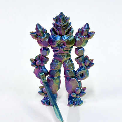 Crystal Warrior | 3D Printed Articulated Standing Figure with Sword