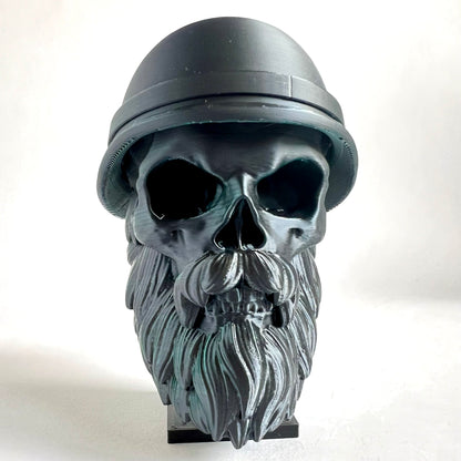 Commando Soldier Bearded Skull | 3D Printed Home Decor - Small