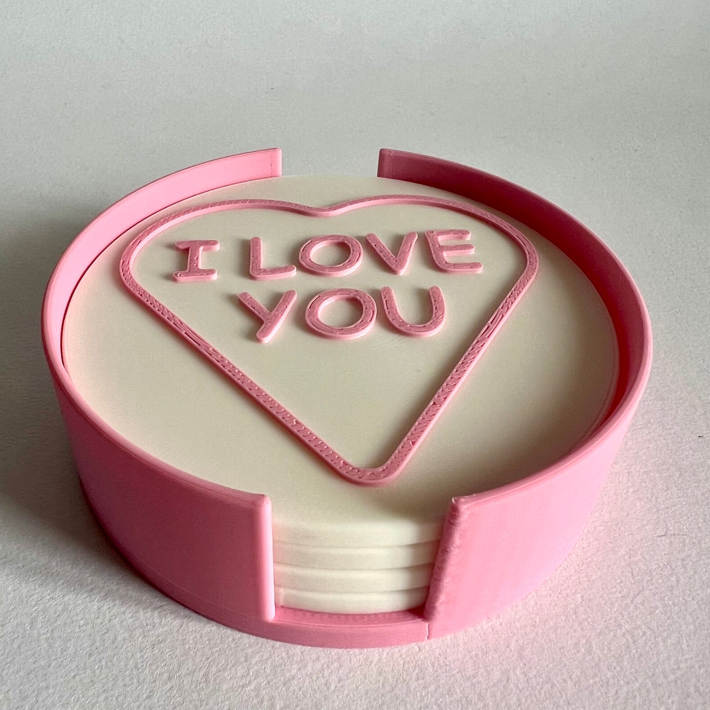 Love Heart Coaster Set with Classic Messages | Personalised Valentine's Day Gift