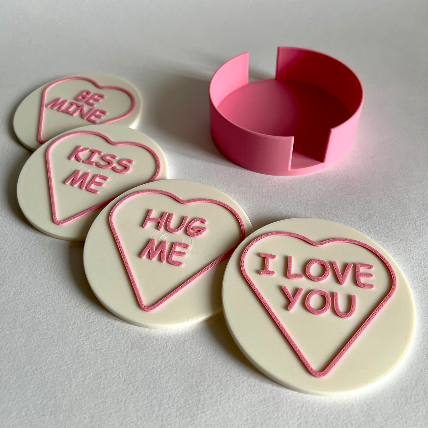 Love Heart Coaster Set with Classic Messages | Personalised Valentine's Day Gift