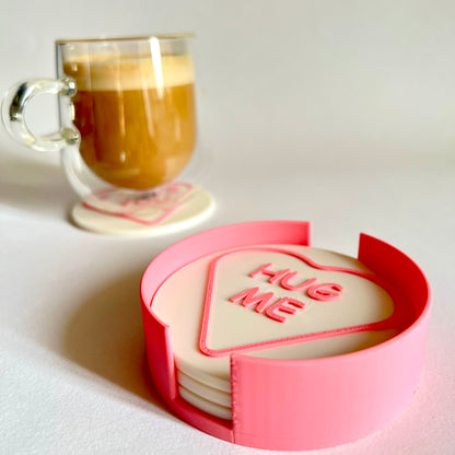 Love Heart Coaster Set with Classic Messages | Personalised Valentine's Day Gift