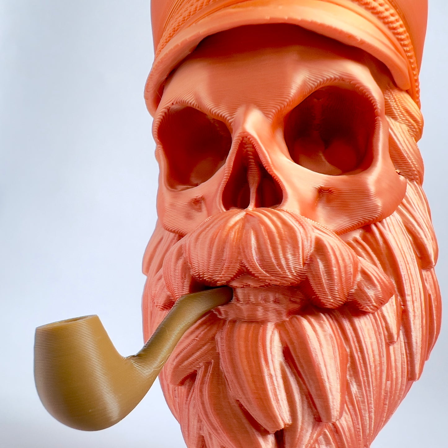 Sea Captain Bearded Skull with Pipe | 3D Printed Home Decor - Large