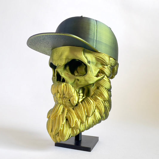 Baseball Cap Bearded Skull | 3D Printed Home Decor - Small