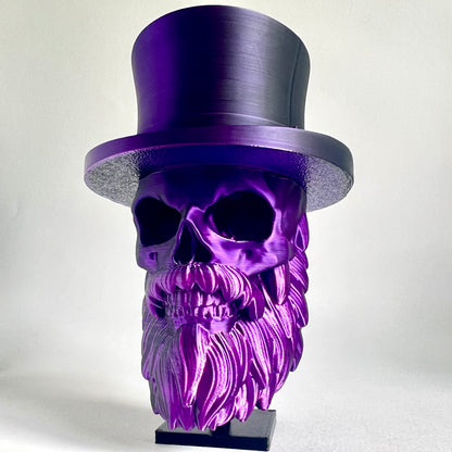 Top Hat Bearded Skull | 3D Printed Home Decor - Large