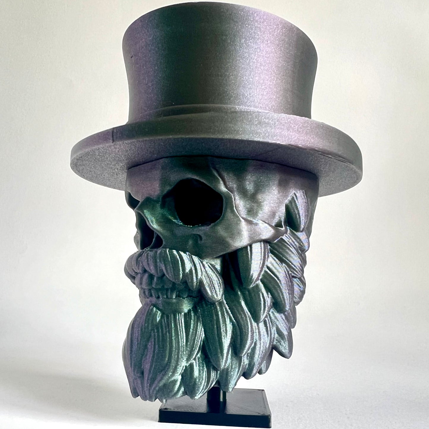 Top Hat Bearded Skull | 3D Printed Home Decor - Small