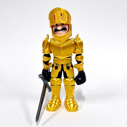 Detailed 3D printed Knight in Armour shown from another angle – Iubi Design 3D