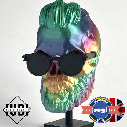 Punk Rocker with Sunglasses Bearded Skull | 3D Printed Home Decor - Small