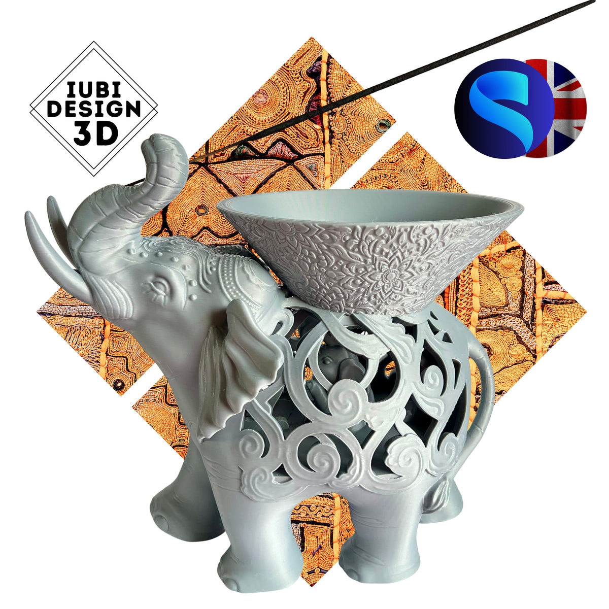 3D Printed Elephant Incense Holder | Elephant Decor