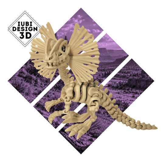 Skeleton Dilophosaurus | 3D Printed Articulated Dinosaur Skeleton Figure