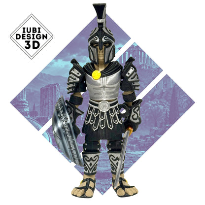 3D printed articulated Fallen Spartan figure with detailed armour design.