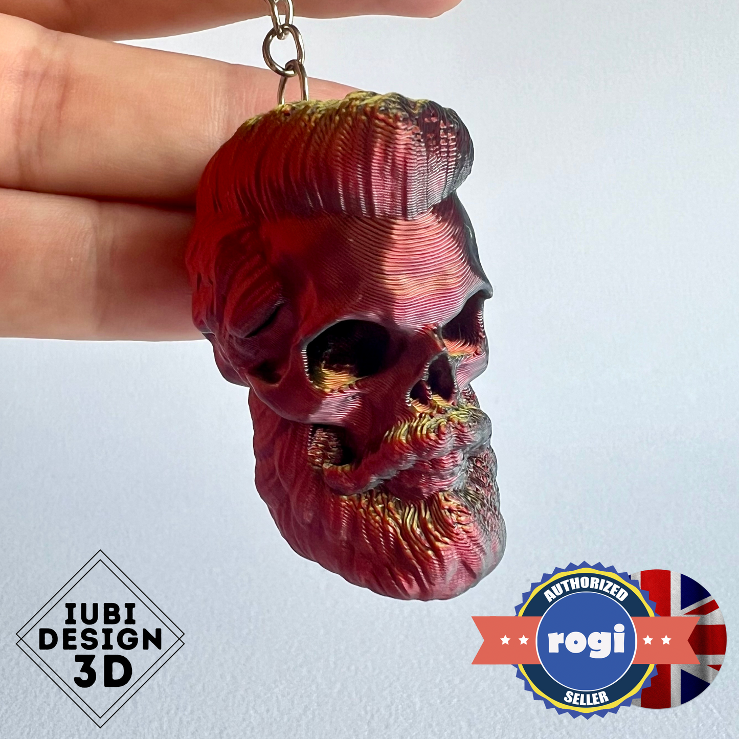 3D Printed Bearded Skull | Keyring