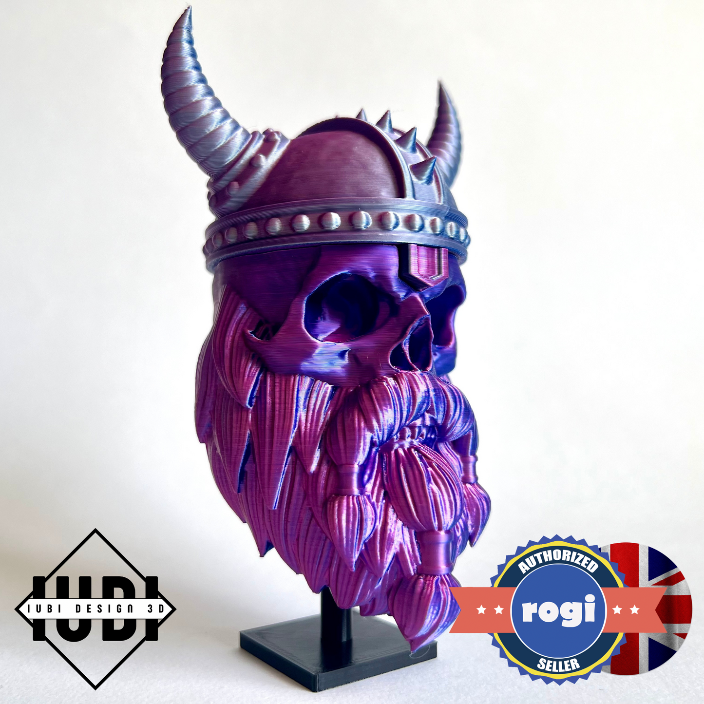 Viking Bearded Skull | 3D Printed Home Decor - Large