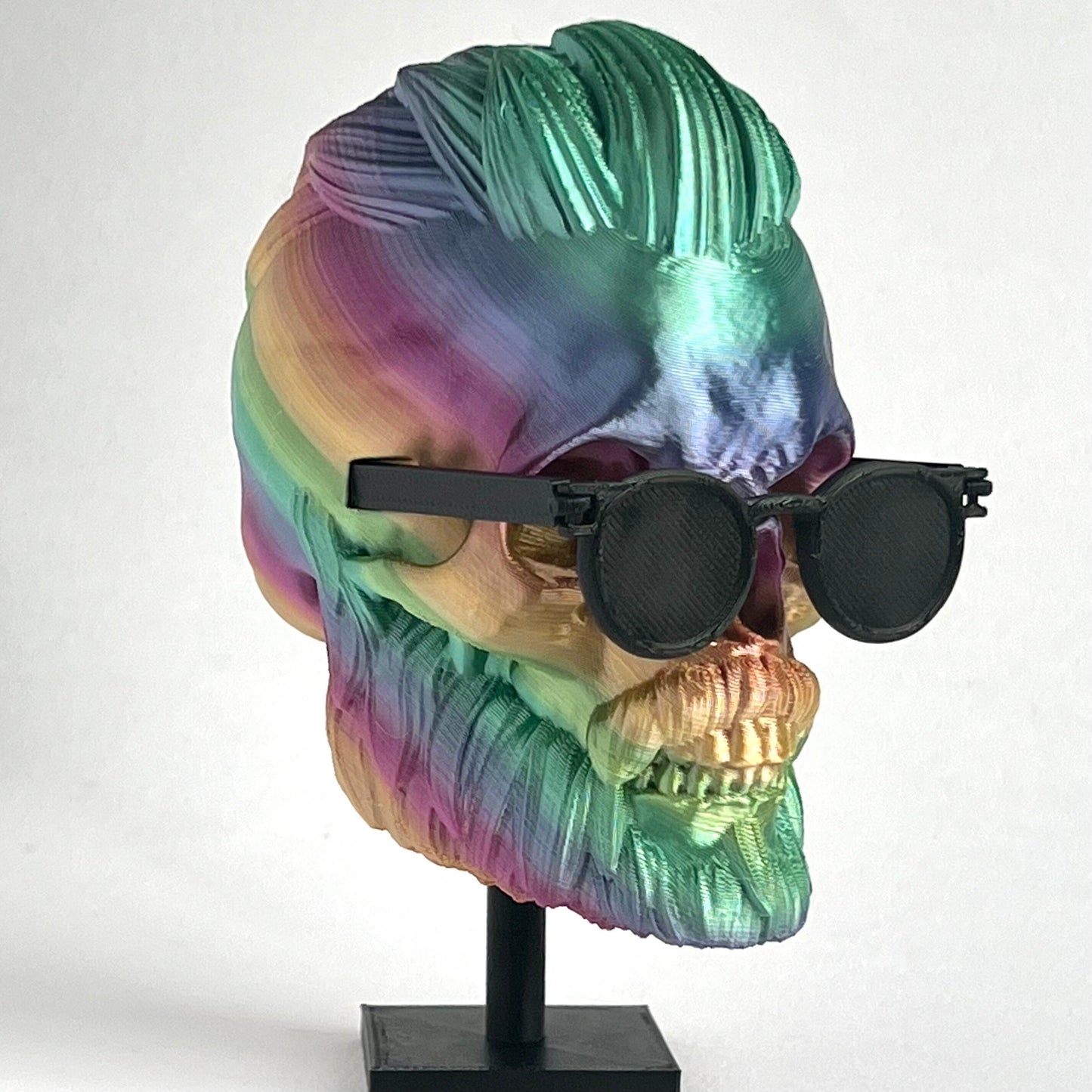 Punk Rocker with Sunglasses Bearded Skull | 3D Printed Home Decor - Small