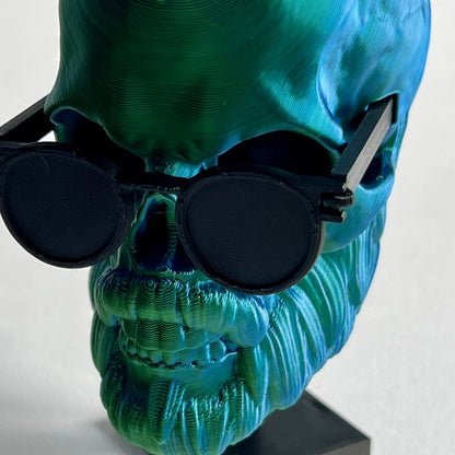 Punk Rocker with Sunglasses Bearded Skull | 3D Printed Home Decor - Small