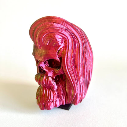 Hipster Bearded Skull | Big Hair Hairstyle | 3D Printed Home Decor - Halloween