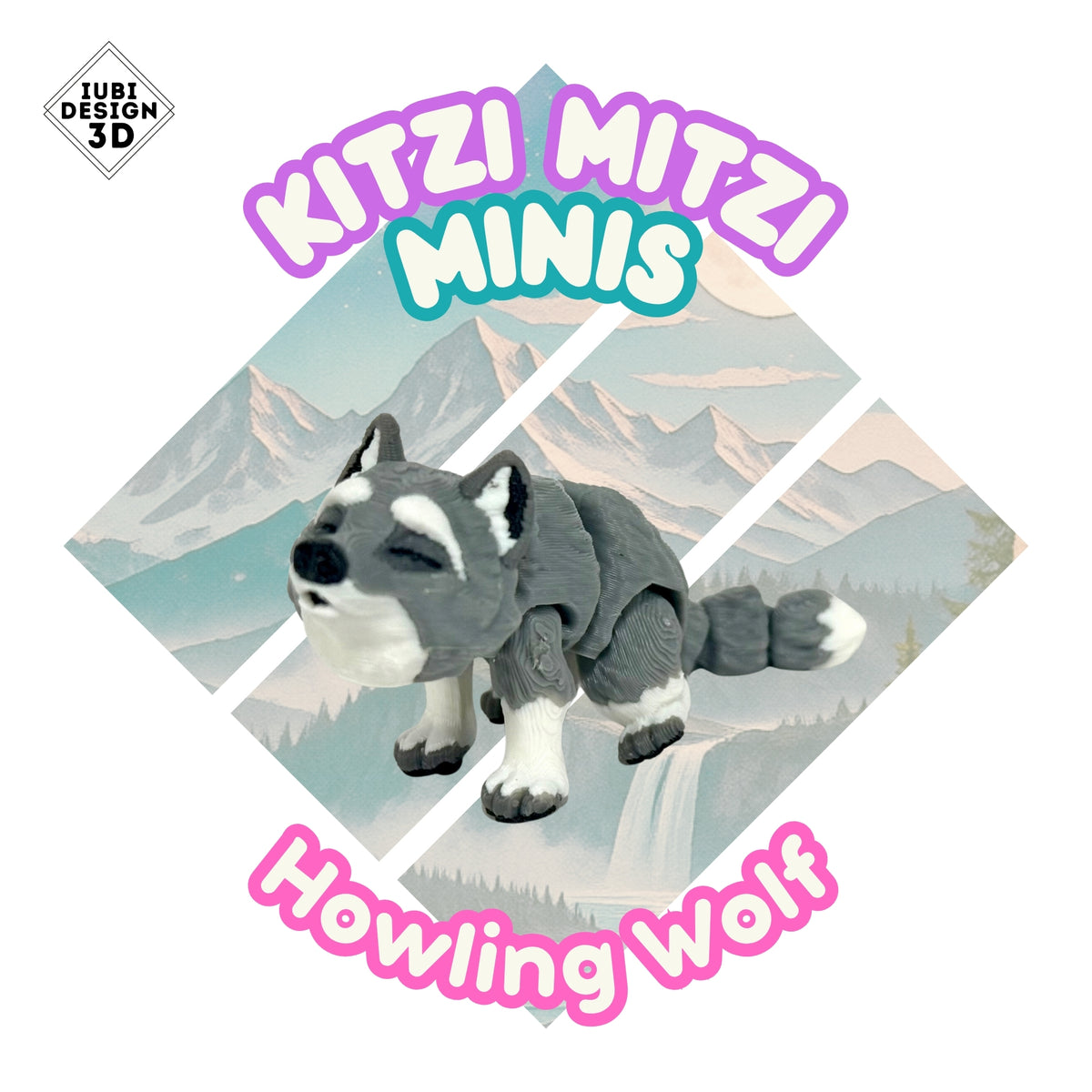 Final branded Kitzi Mitzi Mini Howling Wolf habitat product image