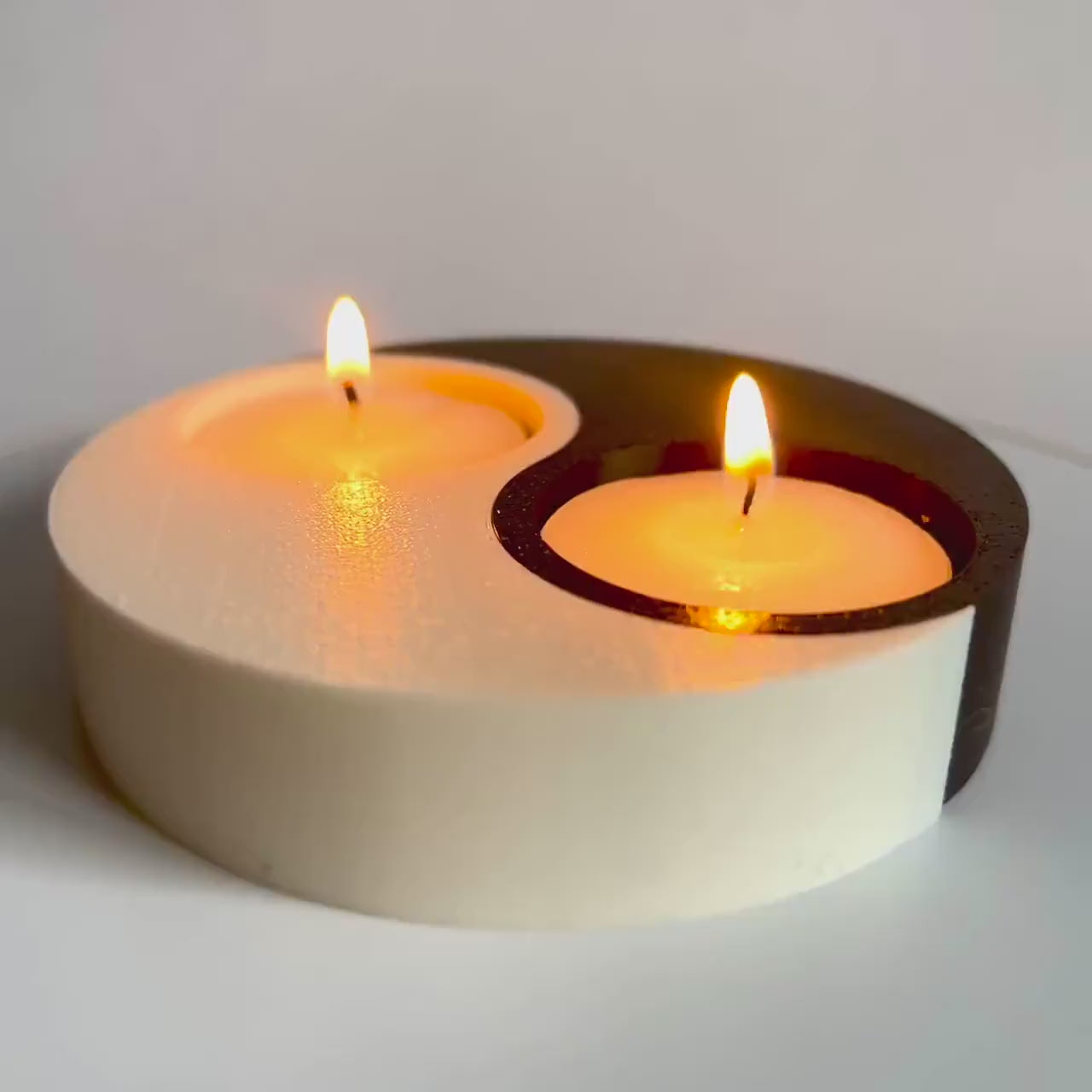 Compact Yin and Yang Tealight Holder - Modern 3D Printed Home Decor with Harmony Symbol - Eco-Friendly PLA Material